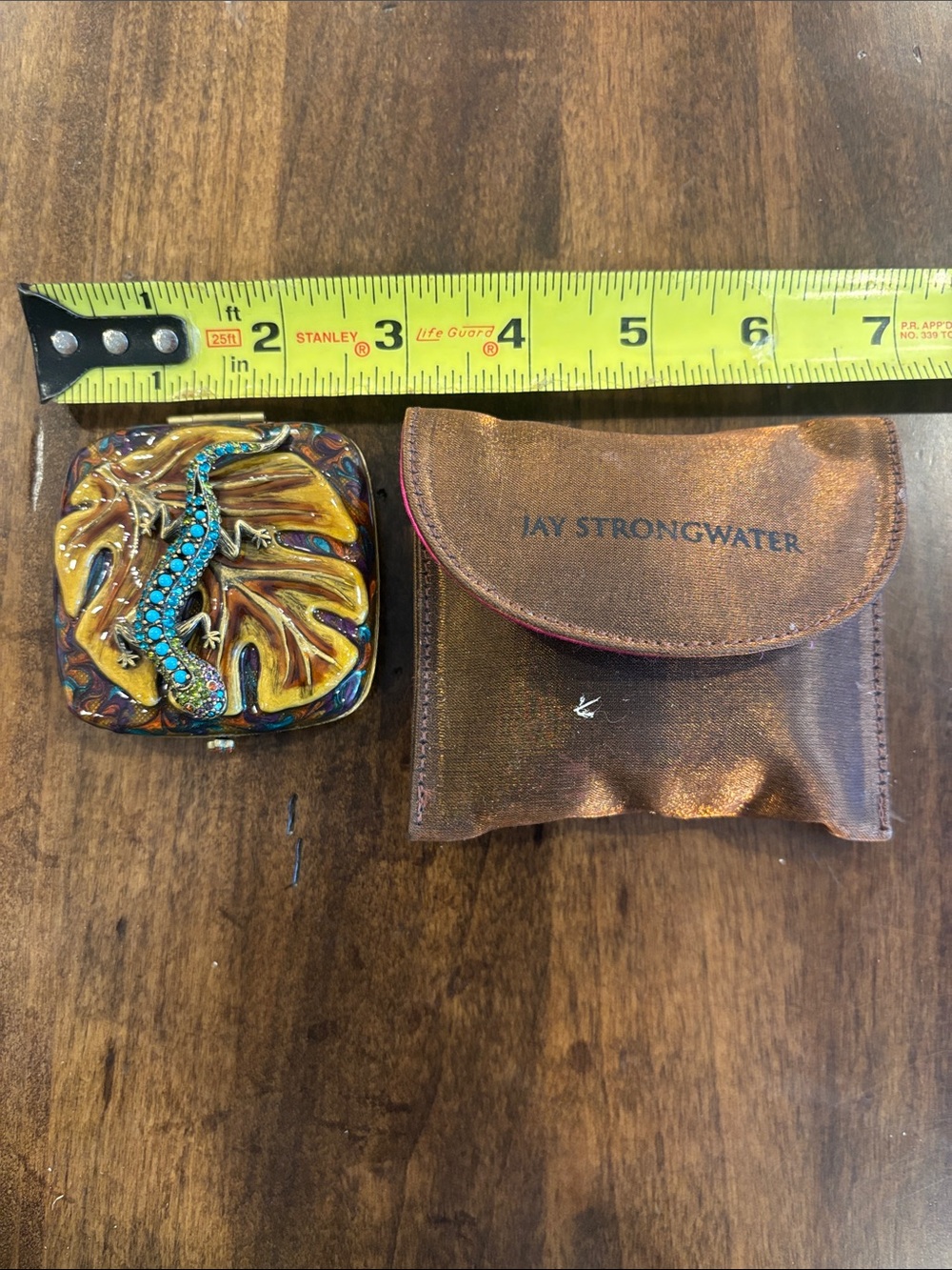 Jay Strongwater Jeweled Lizard mirror Compact in Turquoise & Gold